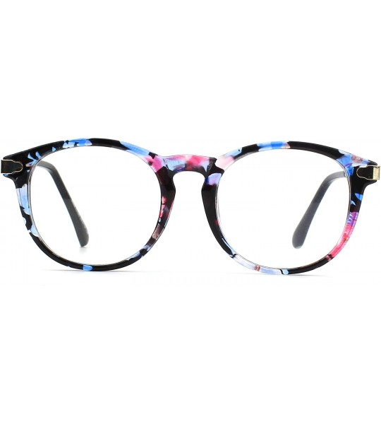 Oval Fashion Horn Rimmed Keyhole Metal Temple UV400 Clear Lens Glasses - Mixed a - CE17Z3CZ7R9 $18.47