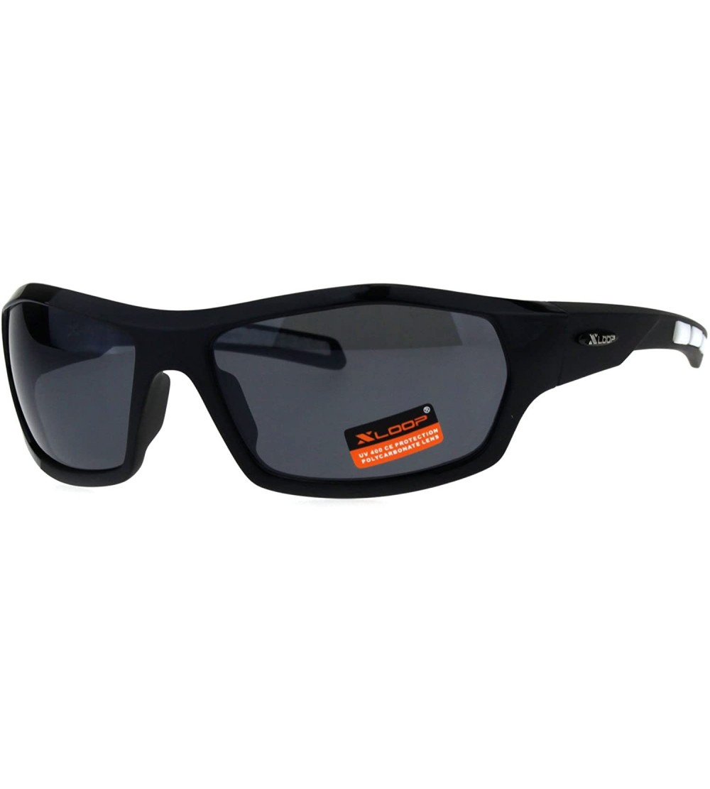 Rectangular Mens Rectangular Xloop Plastic Retro Sport Plastic Sunglasses - All Black - C118E9HS8TK $18.60