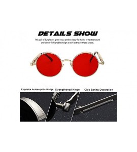 Round Steampunk Sunglasses Hippie Retro Round Driving Travel Glasses Women/Men - Gold Frame/Transparent Red Lens - C818DDC5EY...