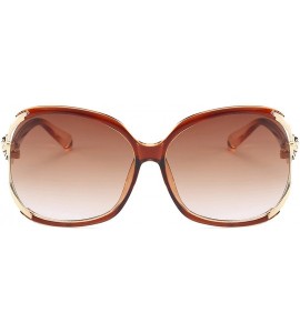 Round Women's Oversized Round Frame Fashionable Vintage Sunglass 100% UV Protection - Brown1 - CW182K7W2XX $19.76