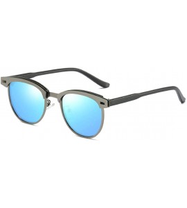 Oval Retro Driving Sunglasses Metal Frame For Men Women - Bule - CJ18NW75C08 $20.91