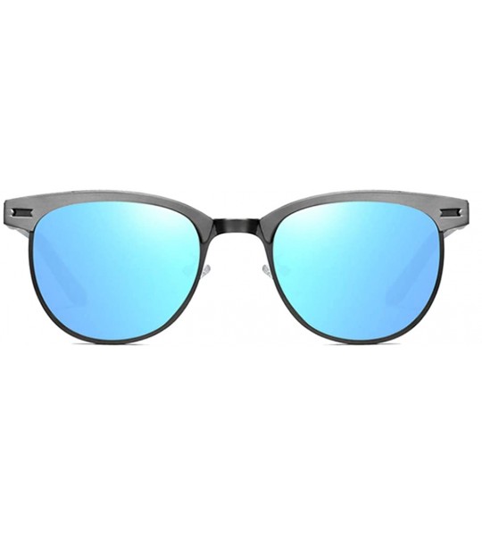 Oval Retro Driving Sunglasses Metal Frame For Men Women - Bule - CJ18NW75C08 $20.91