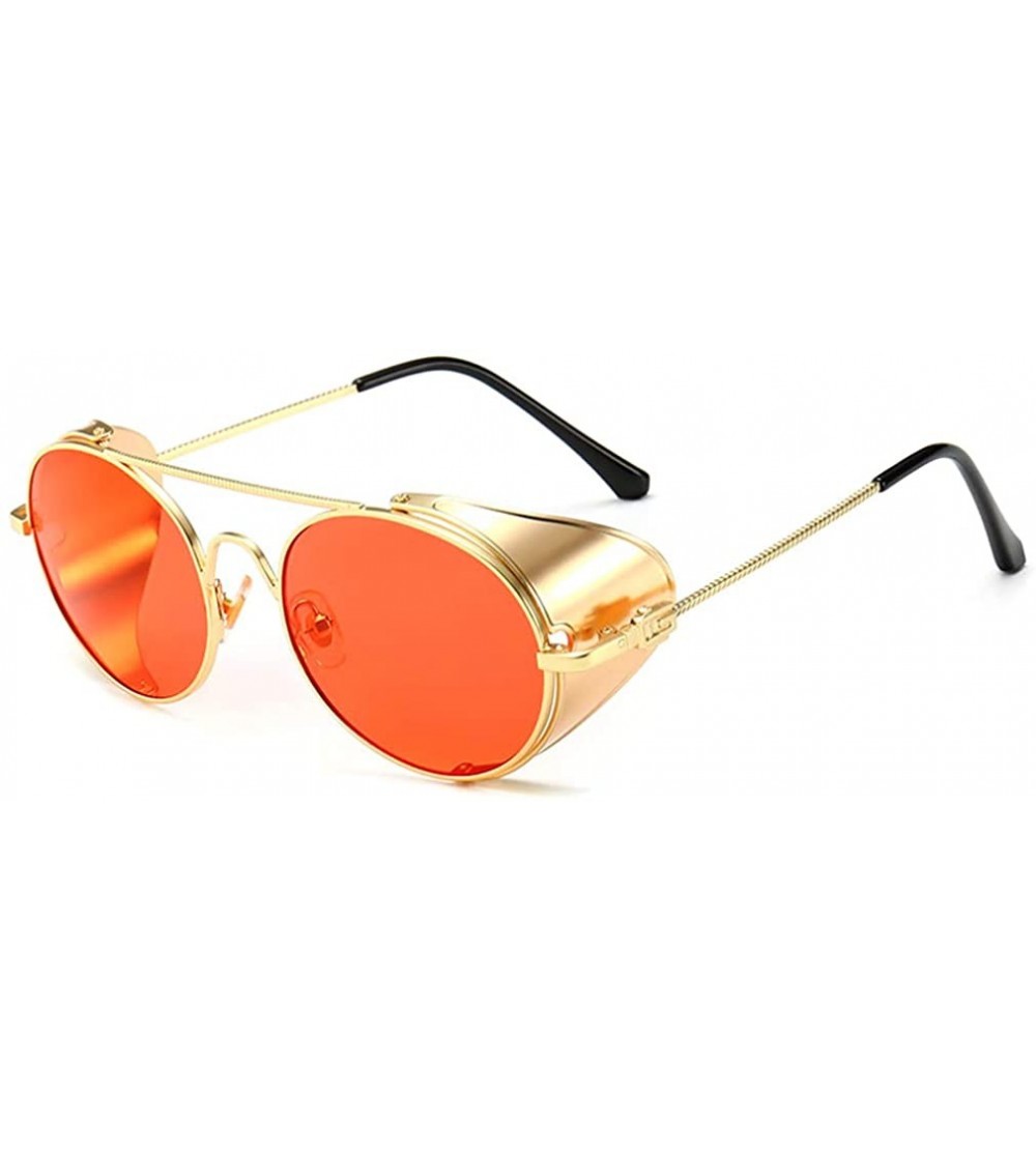 Goggle Retro Round Steampunk Sunglasses - Gold - CI18NZNGI0O $35.13