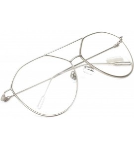 Aviator Vintage Aviator Eyeglasses Metal Frames Clear Lens Glasses Non-prescription - Silver 520161 - CE18LXAWM5E $25.81