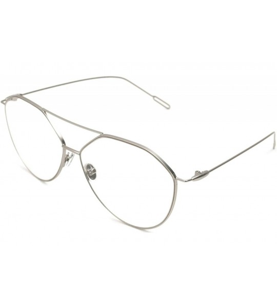 Aviator Vintage Aviator Eyeglasses Metal Frames Clear Lens Glasses Non-prescription - Silver 520161 - CE18LXAWM5E $25.81