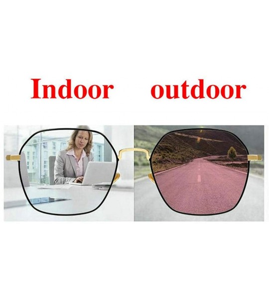 Square Female Vintage Myopia Glasses Sun Photochromic Pink Lens Full Frame Men's Nearsighted Eyeglasses - Black - CM18Y33Y0ZN...