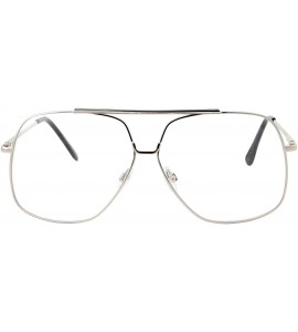 Aviator XL Mens Aviator Clear Lens Eye Glasses Square Fashion Oversized 62mm - Silver - C11864H6QDG $18.97