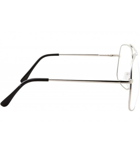 Aviator XL Mens Aviator Clear Lens Eye Glasses Square Fashion Oversized 62mm - Silver - C11864H6QDG $18.97