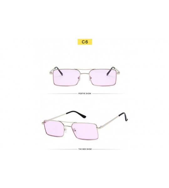 Square Fashion Sunglasses for Women Girl Personality Double Beam Square Frame Glasses Marine Lenses Metal Spectacles - CJ18XH...