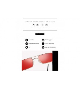 Square Fashion Sunglasses for Women Girl Personality Double Beam Square Frame Glasses Marine Lenses Metal Spectacles - CJ18XH...