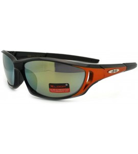 Sport Mens Xloop Sunglasses Oval Rectangular Wrap Around Sports Shades - Black Orange - C511RZ64HXZ $18.16