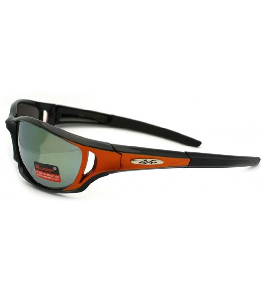 Sport Mens Xloop Sunglasses Oval Rectangular Wrap Around Sports Shades - Black Orange - C511RZ64HXZ $18.16