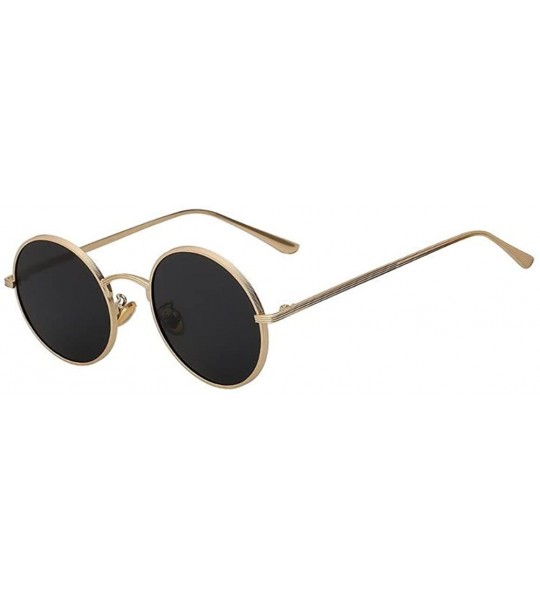 Round Unisex Men UV400 Round Retro Vintage Sunglasses Women Fashion Glasses Eyeglasses - Gold F Black - CO18C8OXN5Q $18.75