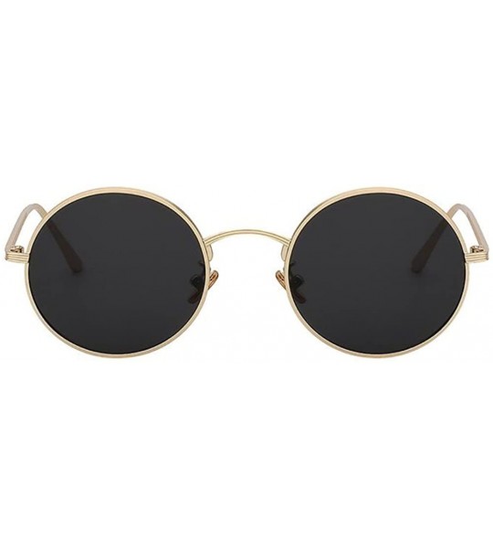 Round Unisex Men UV400 Round Retro Vintage Sunglasses Women Fashion Glasses Eyeglasses - Gold F Black - CO18C8OXN5Q $18.75