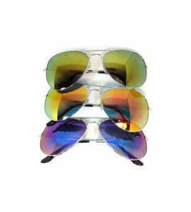 Aviator 3 pairs Classic Aviator Sunglasses Full Mirror Lens (03 pairs-red-blue-yellow) OWL. - CK11LU18TKN $17.74