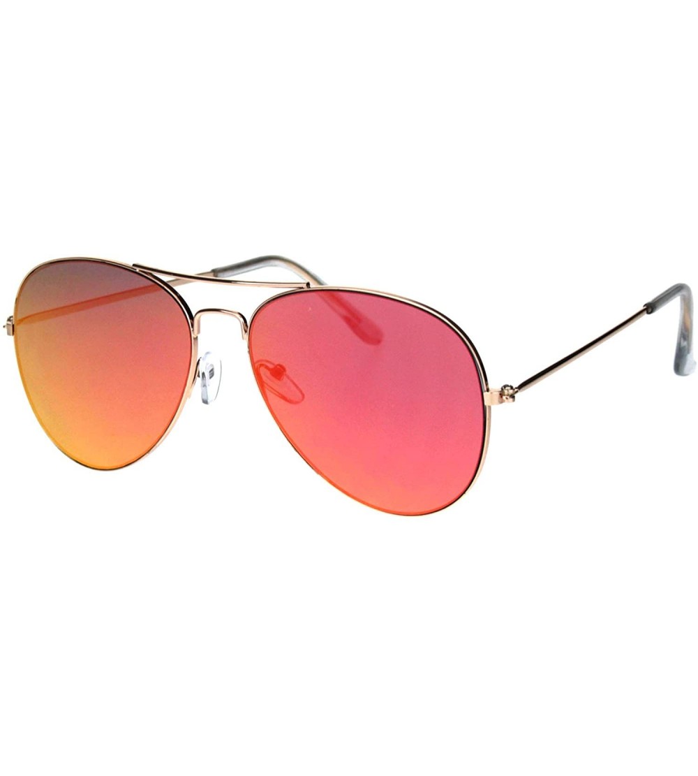 Aviator Classic Unisex Aviator Sunglasses Thin Metal Frame Mirrored Lens UV 400 - Gold (Red Mirror) - CF18S3K9ZUE $20.05