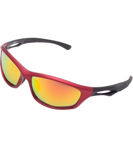 Sport Polarized Sports Cycling Sunglasses 64MM Athletic Sunglasses for Women Men TL6003 - Red Frame/Gold Lens - CY188RCDQWQ $...