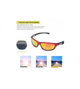 Sport Polarized Sports Cycling Sunglasses 64MM Athletic Sunglasses for Women Men TL6003 - Red Frame/Gold Lens - CY188RCDQWQ $...