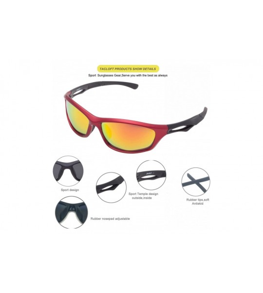 Sport Polarized Sports Cycling Sunglasses 64MM Athletic Sunglasses for Women Men TL6003 - Red Frame/Gold Lens - CY188RCDQWQ $...