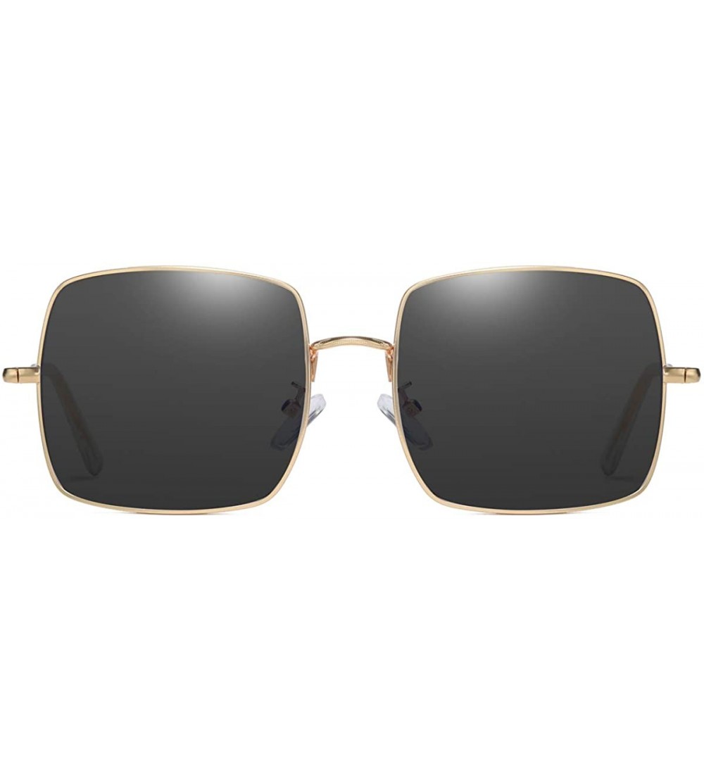 Oversized Square Polarized Sunglasses for Women Oversized UV400 Protection Transition Lens - Gold - Gray - C1195TSS3N2 $27.64