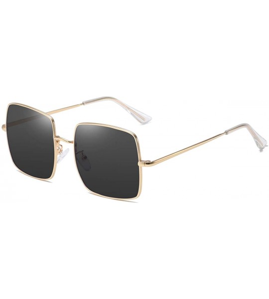 Oversized Square Polarized Sunglasses for Women Oversized UV400 Protection Transition Lens - Gold - Gray - C1195TSS3N2 $27.64