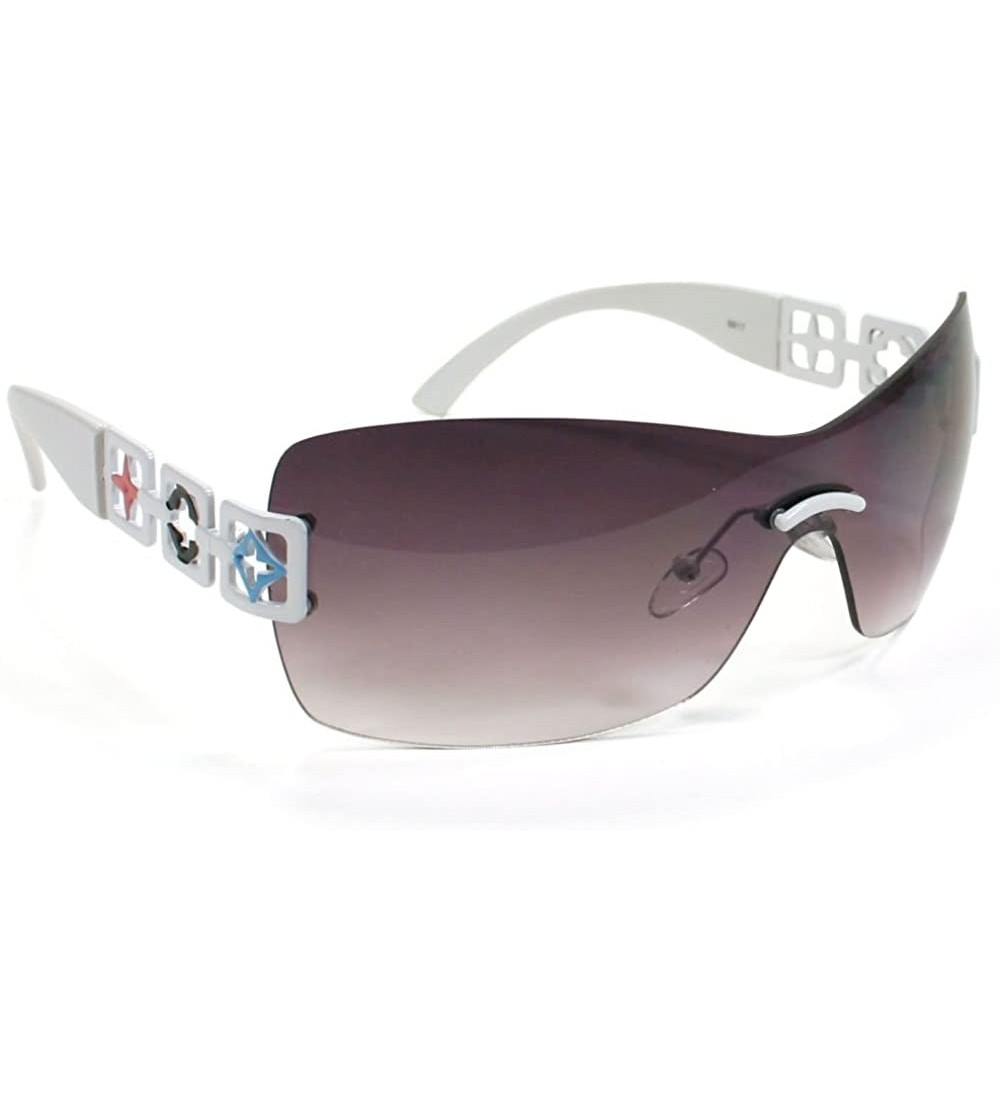 Shield Designer Style Women's Sunglasses 8817 - White - C711ESITOZ9 $19.30