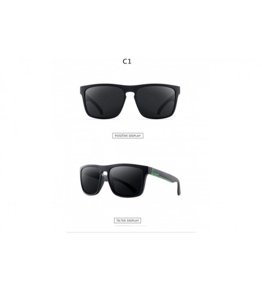 Rectangular Sun Glasses Polarized Sunglasses Men Mirror Fashion Square Ladies Sunglasses - C1 - CM194O58I9X $34.41