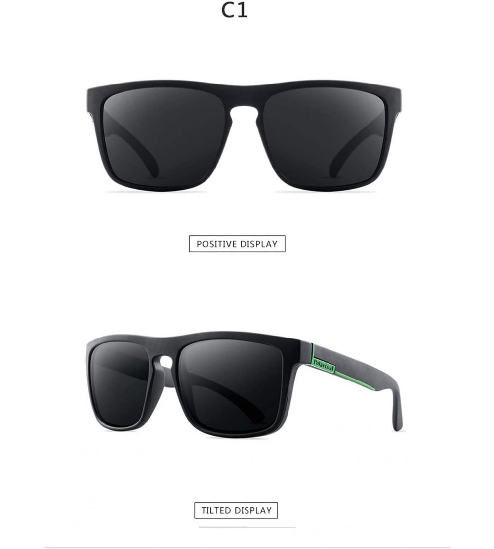 Rectangular Sun Glasses Polarized Sunglasses Men Mirror Fashion Square Ladies Sunglasses - C1 - CM194O58I9X $34.41