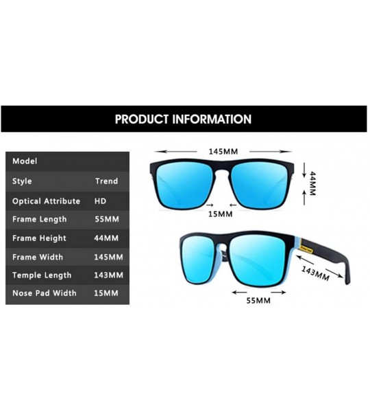 Rectangular Sun Glasses Polarized Sunglasses Men Mirror Fashion Square Ladies Sunglasses - C1 - CM194O58I9X $34.41