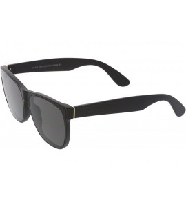 Wayfarer Retro Oversize Wide Temple Square Flat Lens Horn Rimmed Sunglasses 60mm - Matte Black / Smoke - CG12O8T2KZ7 $20.01