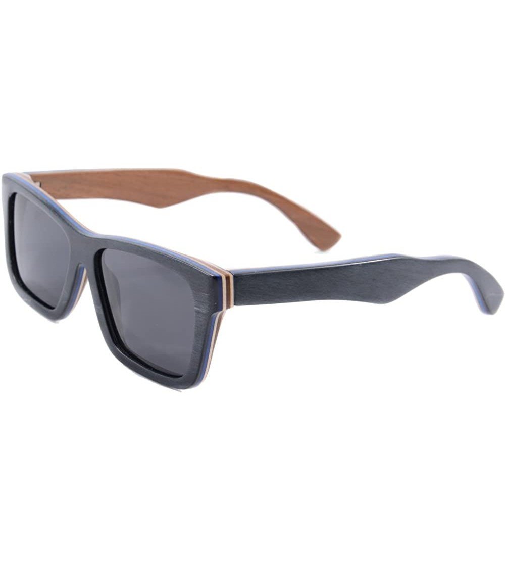 Wayfarer Natural Wood Frame Polarized Sunglasses Anti-glare Wooden Glasses-Z68020 - Outisde Black Inside Brown - CT122F3I549 ...