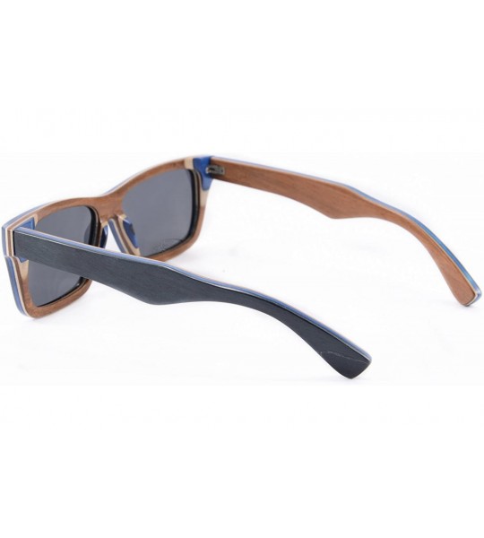 Wayfarer Natural Wood Frame Polarized Sunglasses Anti-glare Wooden Glasses-Z68020 - Outisde Black Inside Brown - CT122F3I549 ...