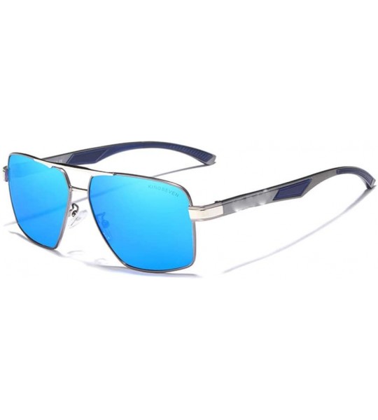 Square Aluminum Men's Sunglasse Polarized Lens Red Sun Glasses Coating Mirror Glasses - Gun Blue - C2194O26SY8 $58.22