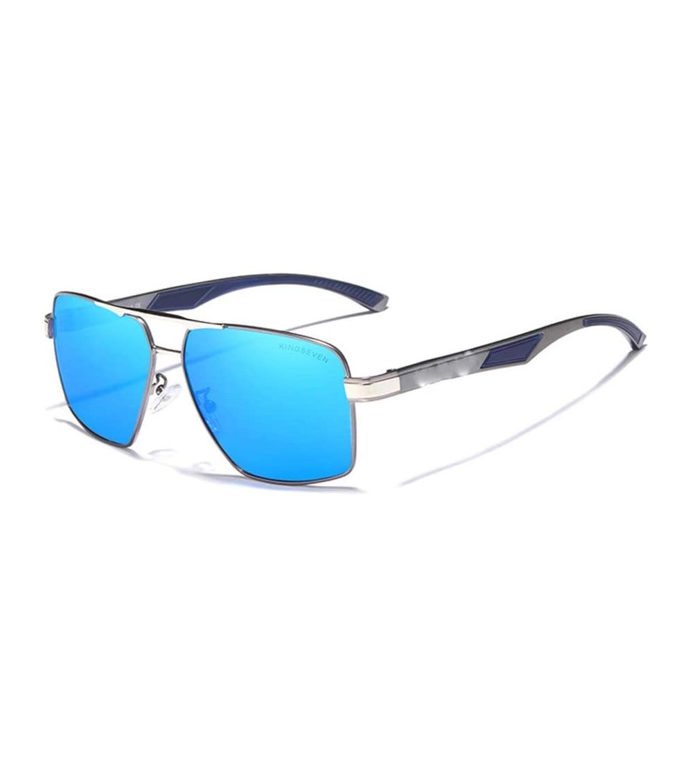 Square Aluminum Men's Sunglasse Polarized Lens Red Sun Glasses Coating Mirror Glasses - Gun Blue - C2194O26SY8 $58.22