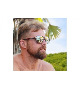 Square Aluminum Men's Sunglasse Polarized Lens Red Sun Glasses Coating Mirror Glasses - Gun Blue - C2194O26SY8 $58.22