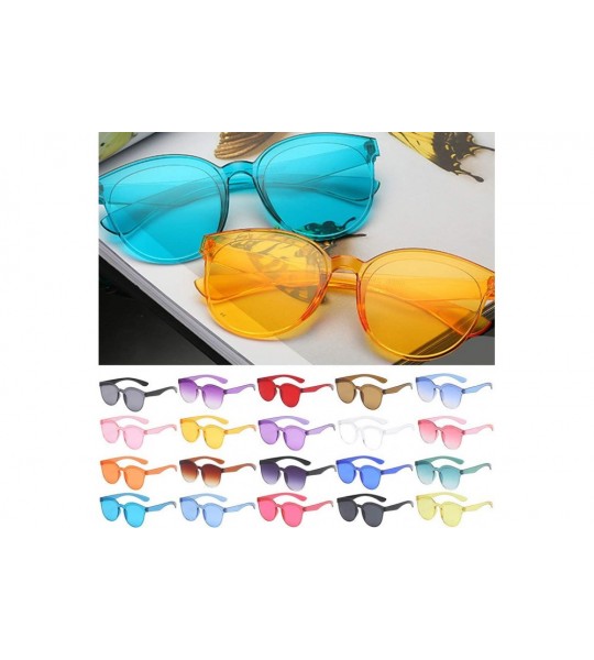 Rimless Men's and women's Candy Color Rimless Conjoined Transparent Sunglasses One Piece Unisex Neon Colors Eyewear - N - CO1...