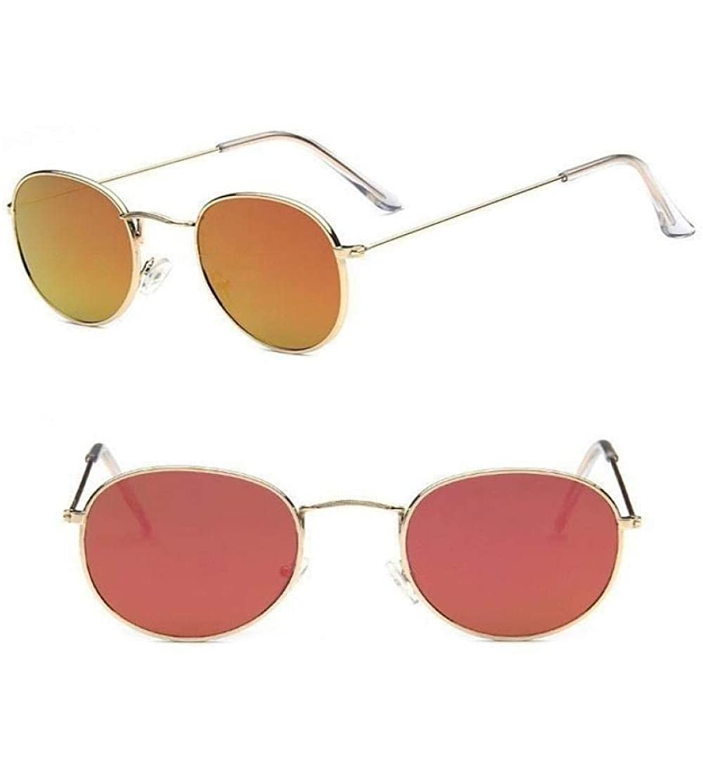 Oversized Women Men Round Sunglasses Brand Designer Red Yellow Sun Glasses Alloy Black - Red - CE18XGDOOK3 $17.68