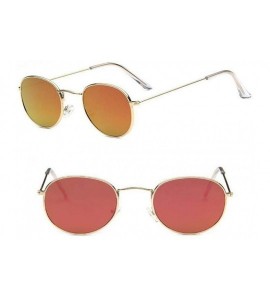 Oversized Women Men Round Sunglasses Brand Designer Red Yellow Sun Glasses Alloy Black - Red - CE18XGDOOK3 $17.68