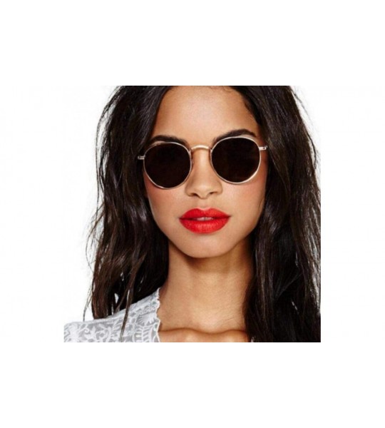 Oversized Women Men Round Sunglasses Brand Designer Red Yellow Sun Glasses Alloy Black - Red - CE18XGDOOK3 $17.68