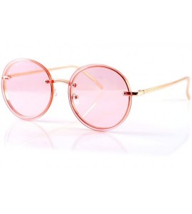 Rimless Women's Rimless Metal Tinted Flat Lens Round Sunglasses A168 - Gold/ Pink - CC18D5NEE3C $23.54