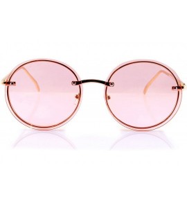 Rimless Women's Rimless Metal Tinted Flat Lens Round Sunglasses A168 - Gold/ Pink - CC18D5NEE3C $23.54