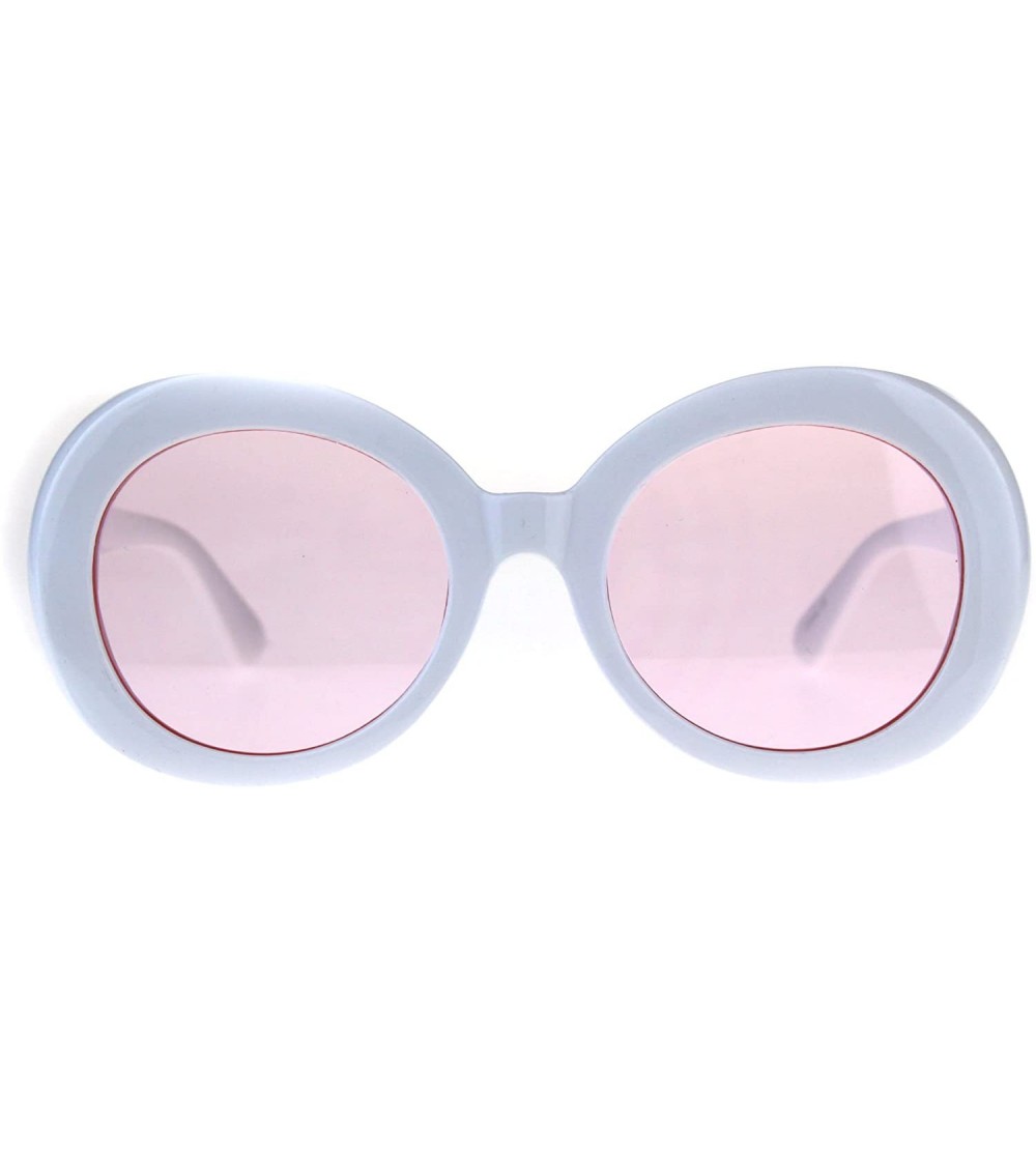 Round Minimal Mod Womens Oversize White Round Plastic Retro Sunglasses - Pink - C818C7HD7OQ $20.00