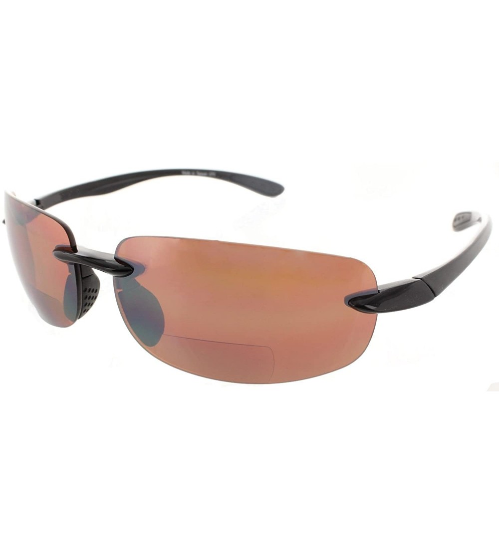 Sport Island Bifocal Sunglasses Rimless Readers - Non-polarized Black Frame/Copper Day Driving Lens - CP11X6ZFXLJ $44.44