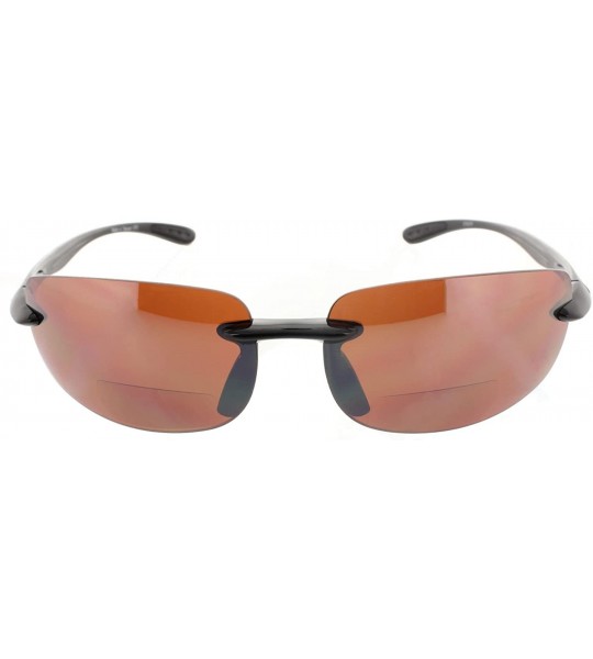 Sport Island Bifocal Sunglasses Rimless Readers - Non-polarized Black Frame/Copper Day Driving Lens - CP11X6ZFXLJ $44.44