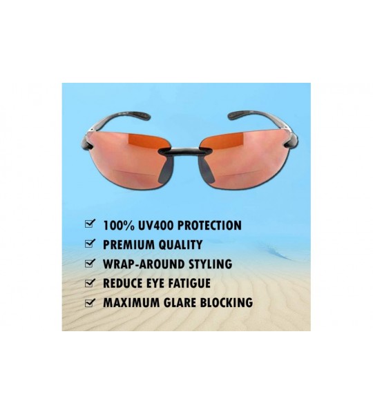 Sport Island Bifocal Sunglasses Rimless Readers - Non-polarized Black Frame/Copper Day Driving Lens - CP11X6ZFXLJ $44.44