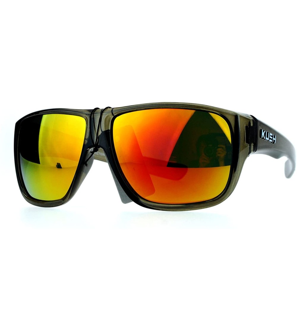 Square KUSH Sunglasses Slate Gray Square Frame Sports Fashion Mirror Lens - Gray (Orange Mirror) - CW12O7N7VOS $24.88