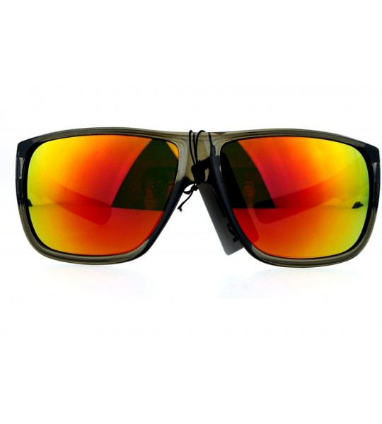 Square KUSH Sunglasses Slate Gray Square Frame Sports Fashion Mirror Lens - Gray (Orange Mirror) - CW12O7N7VOS $24.88