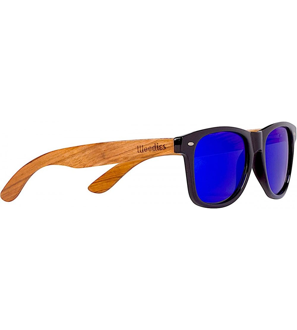 Rimless Zebra Wood Sunglasses with Mirror Polarized Lens for Men and Women - Blue - CS12HJQMPWP $58.75