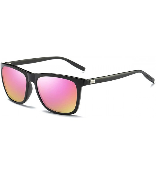 Square Vintage Classic Polarized Unisex Oversized Big Square Fashion Metal Sunglasses Women - Black & Pink - C4189S49TND $26.87