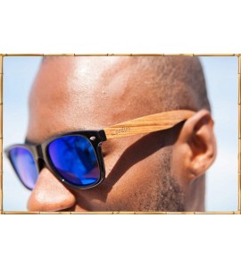 Rimless Zebra Wood Sunglasses with Mirror Polarized Lens for Men and Women - Blue - CS12HJQMPWP $58.75